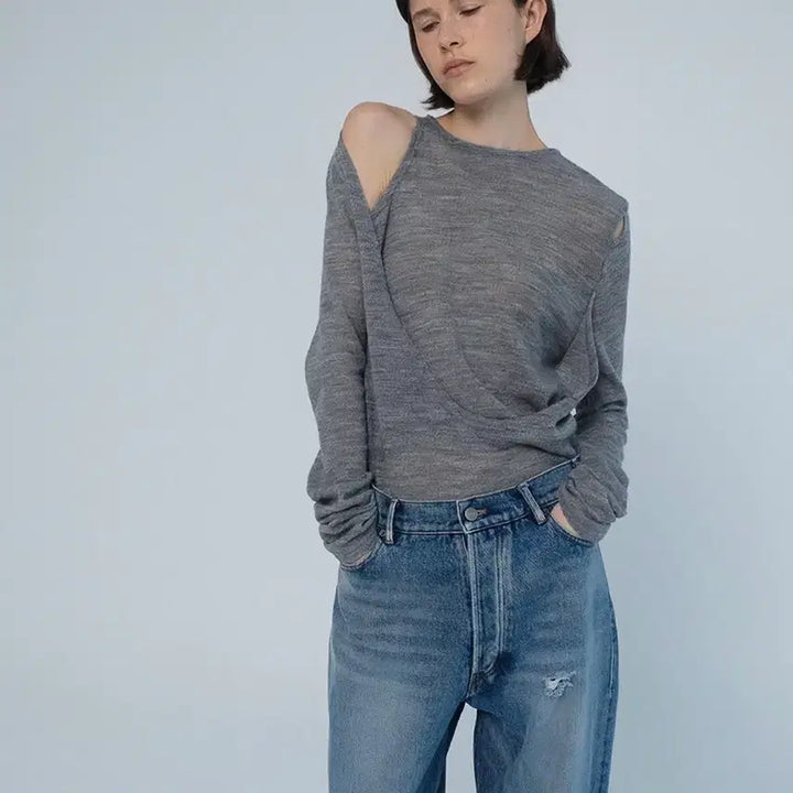 [BUNJANG] APINGLER Wool Cut-Out Tee Ivory / 에핑글러 울컷아웃티 아이보리
