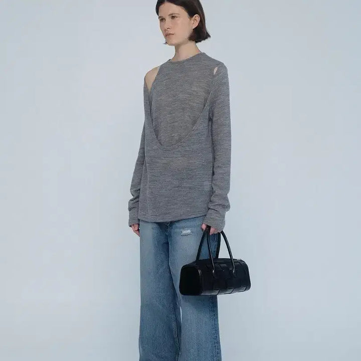 [BUNJANG] APINGLER Wool Cut-Out Tee Ivory / 에핑글러 울컷아웃티 아이보리