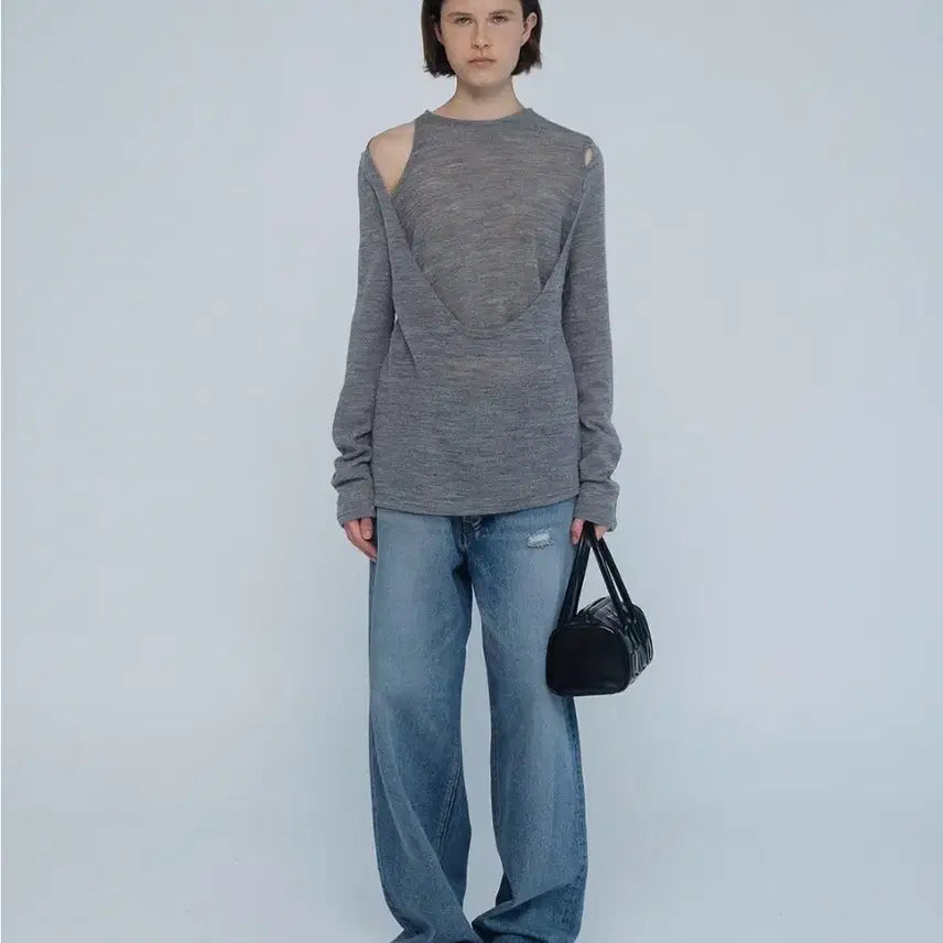 [BUNJANG] APINGLER Wool Cut-Out Tee Ivory / 에핑글러 울컷아웃티 아이보리