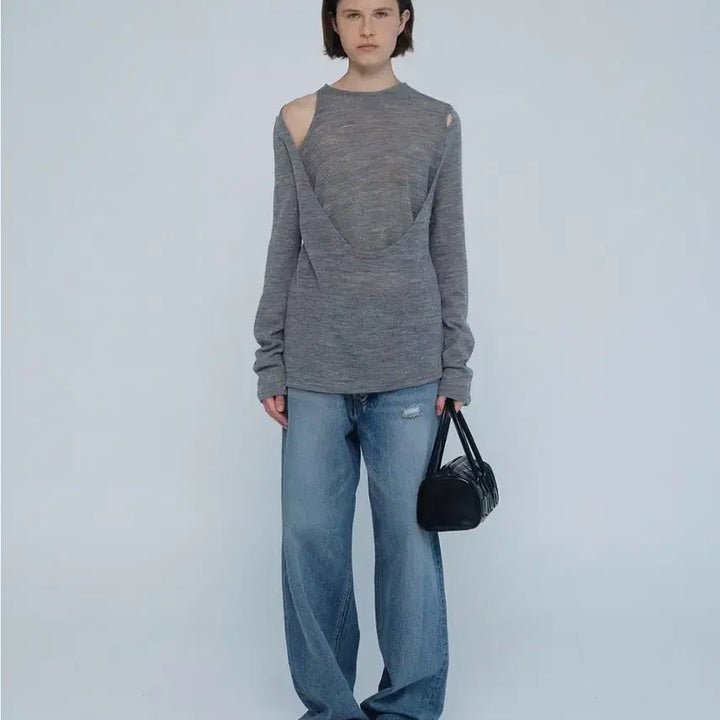 [BUNJANG] APINGLER Wool Cut-Out Tee Ivory / 에핑글러 울컷아웃티 아이보리