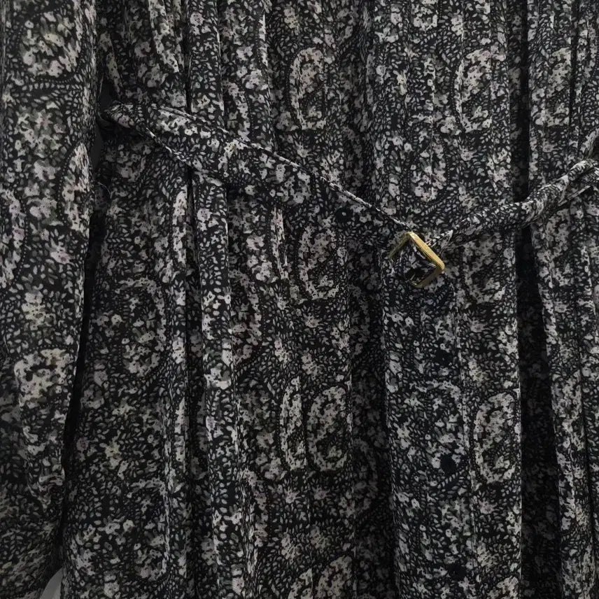 [BUNJANG] Chiffon Paisley Pleated Long Dress / 쉬폰 플리츠 페이즐리 롱원피스