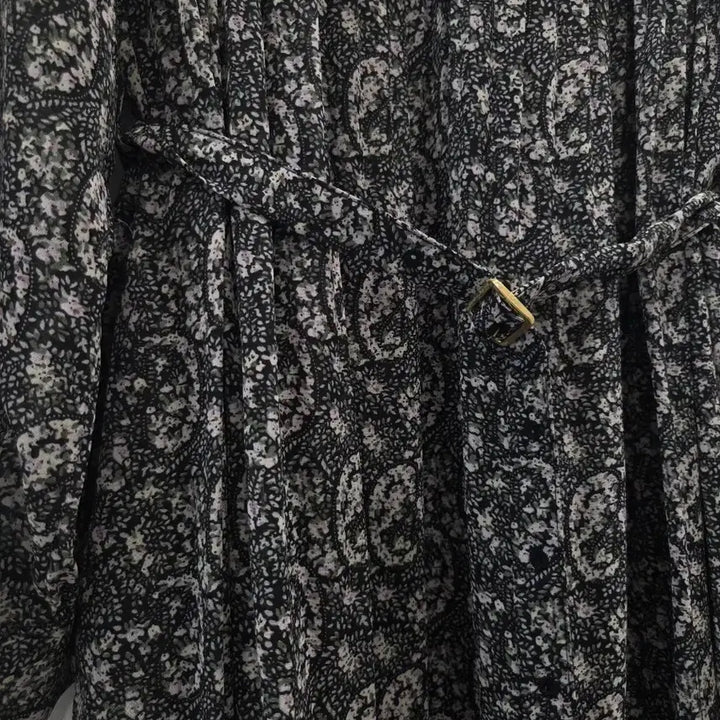[BUNJANG] Chiffon Paisley Pleated Long Dress / 쉬폰 플리츠 페이즐리 롱원피스