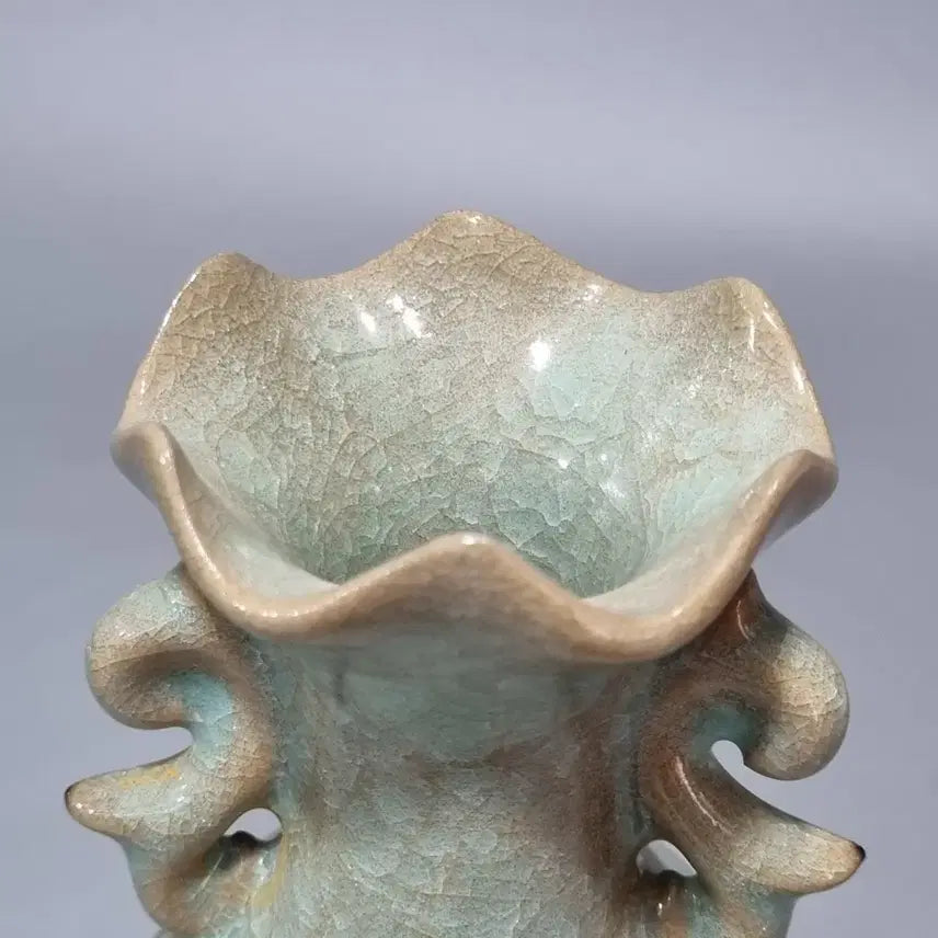 [BUNJANG] Goryeo Celadon Glaze Cracked Glaze Mandarin Duck Vase / 여요 취청유 빙렬 양이 화구병. 고18