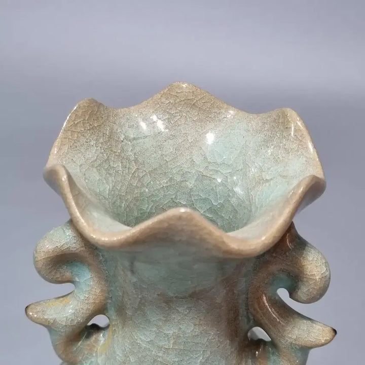 [BUNJANG] Goryeo Celadon Glaze Cracked Glaze Mandarin Duck Vase / 여요 취청유 빙렬 양이 화구병. 고18