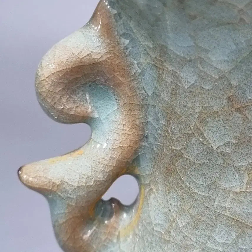 [BUNJANG] Goryeo Celadon Glaze Cracked Glaze Mandarin Duck Vase / 여요 취청유 빙렬 양이 화구병. 고18