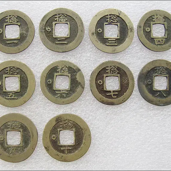 [BUNJANG] Joseon Dynasty Yeongjo 33 (1757) Sangpyeong Tongbo Coin Set / 조선 영조33년(1757) 상평통보 총 : 좌일표 : 1~10 (346)