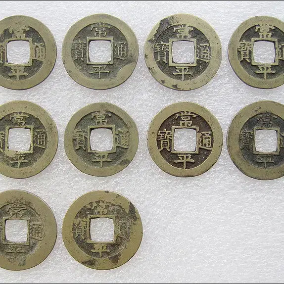 [BUNJANG] Joseon Dynasty Yeongjo 33 (1757) Sangpyeong Tongbo Coin Set / 조선 영조33년(1757) 상평통보 총 : 좌일표 : 1~10 (346)