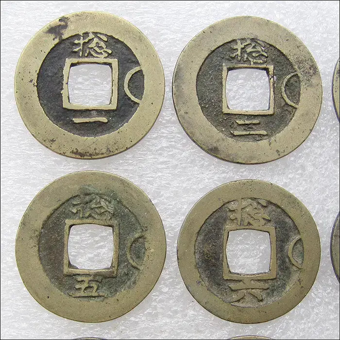[BUNJANG] Joseon Dynasty Yeongjo Year Sangpyeong Tongbo Coin Set / 조선 영조33년(1757) 상평통보 총 : 우접월표 : 1~10(349)