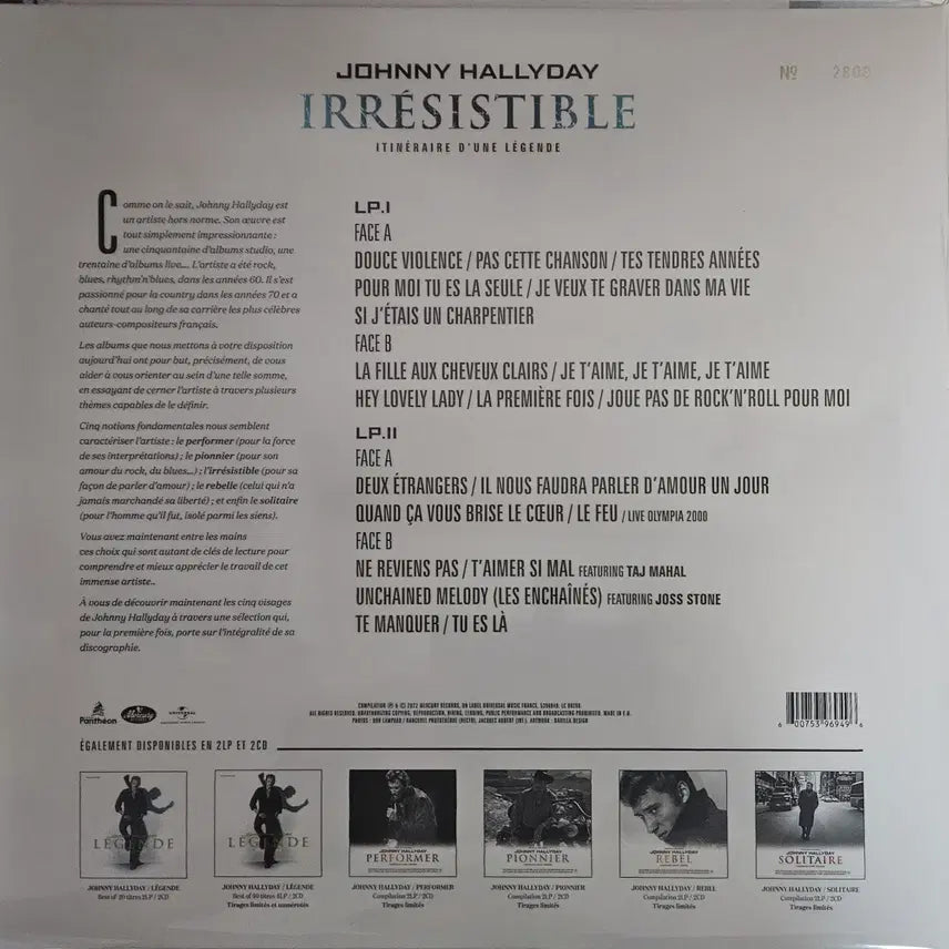 [BUNJANG] Johnny Hallyday Irresistible 2LP / [2LP] Johnny Hallyday-Irresistible