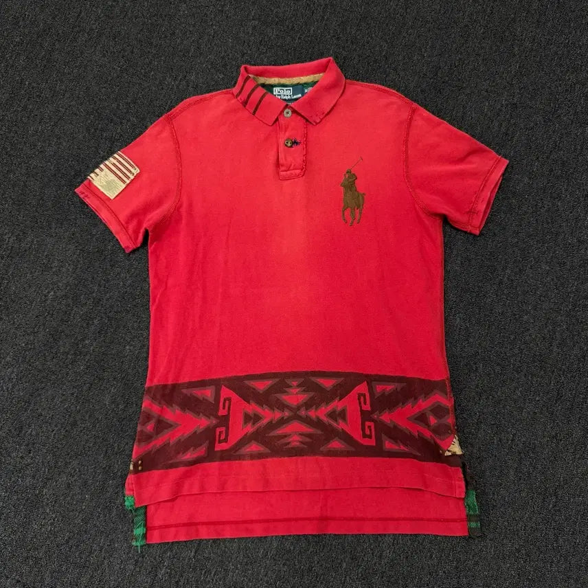 [BUNJANG] Polo Ralph Lauren Big Pony Sashiko Detail Polo T-Shirt / 폴로 랄프로렌 빅포니 사시코 디테일 카라 티셔츠