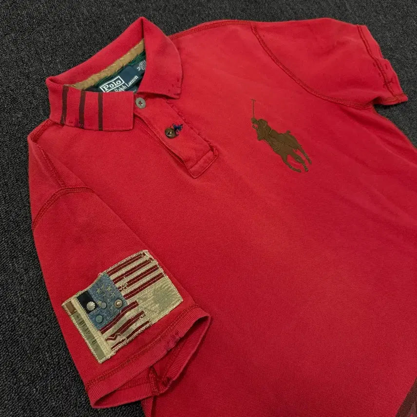 [BUNJANG] Polo Ralph Lauren Big Pony Sashiko Detail Polo T-Shirt / 폴로 랄프로렌 빅포니 사시코 디테일 카라 티셔츠