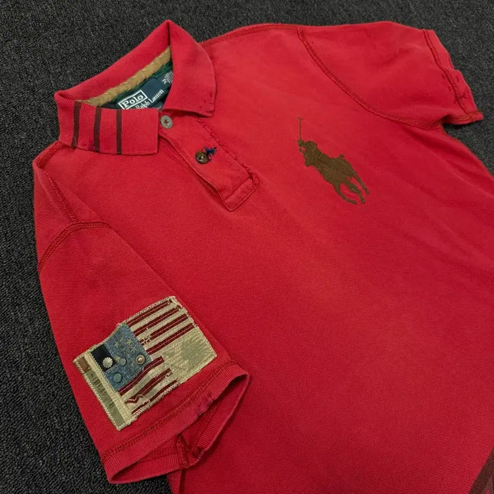 [BUNJANG] Polo Ralph Lauren Big Pony Sashiko Detail Polo T-Shirt / 폴로 랄프로렌 빅포니 사시코 디테일 카라 티셔츠