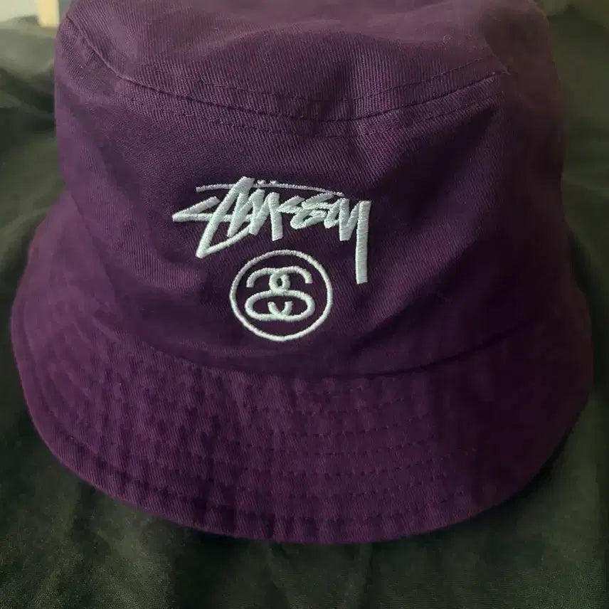 [BUNJANG] Stussy Double Logo Bucket Hat Purple L/XL / 스투시 버킷햇 더블로고 퍼플 모자 캡 L/XL