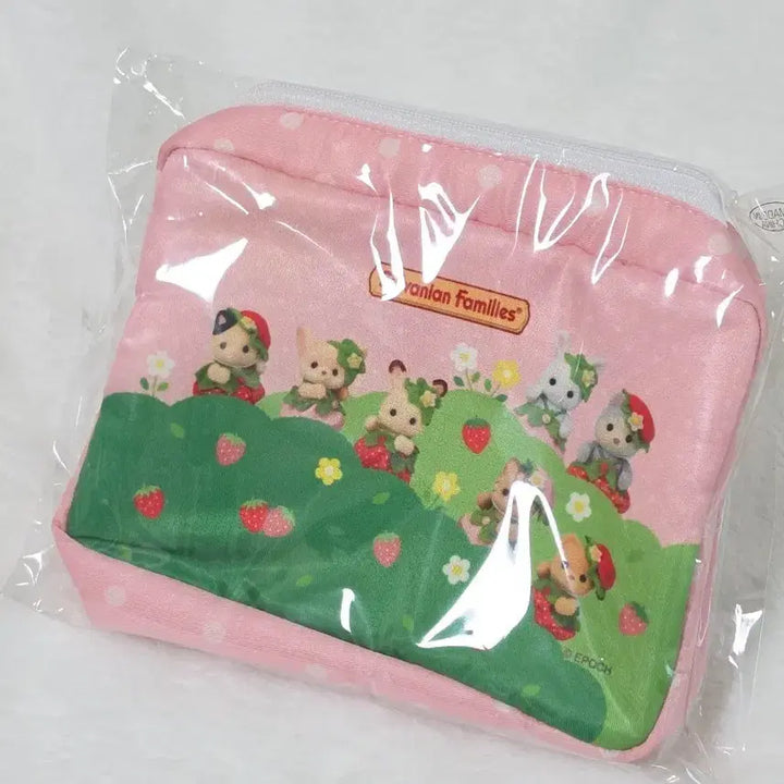 [BUNJANG] Sylvanian Families Baby Strawberry Pouch with Transparent Back / 실바니안 아기 딸기 파우치 뒷면 투명비닐