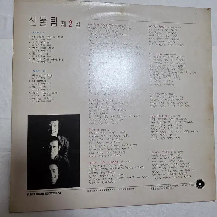 [BUNJANG] Sanullim 2nd Album LP First Press / 산울림 2집 LP 초반
