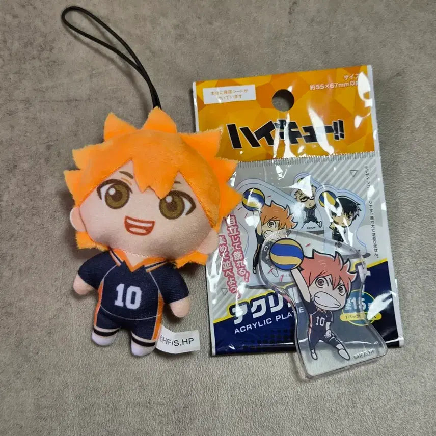[BUNJANG] Haikyuu!! Hinata Shoyo Plush Charm Acrylic Stand / 하이큐 누이구루미 마스코트 인형 키링 히나타 쇼요 다이소 아크릴 코롯토