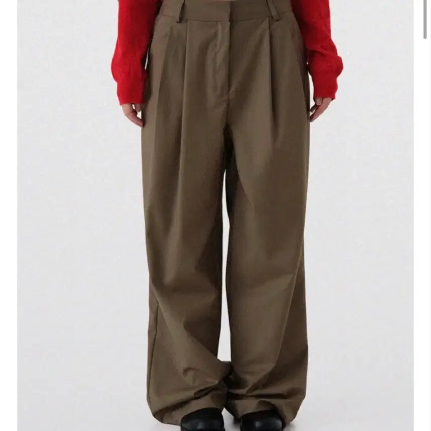 [BUNJANG] Camel Wide Pintuck Slacks - Size S / 카멜 와이드 핀턱 슬랙스 S