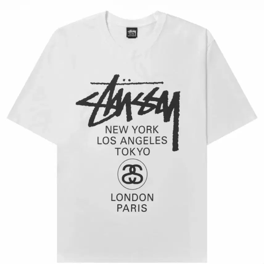 [BUNJANG] Stussy World Tour T-Shirt White M / 스투시 월드투어 반팔티 화이트 M