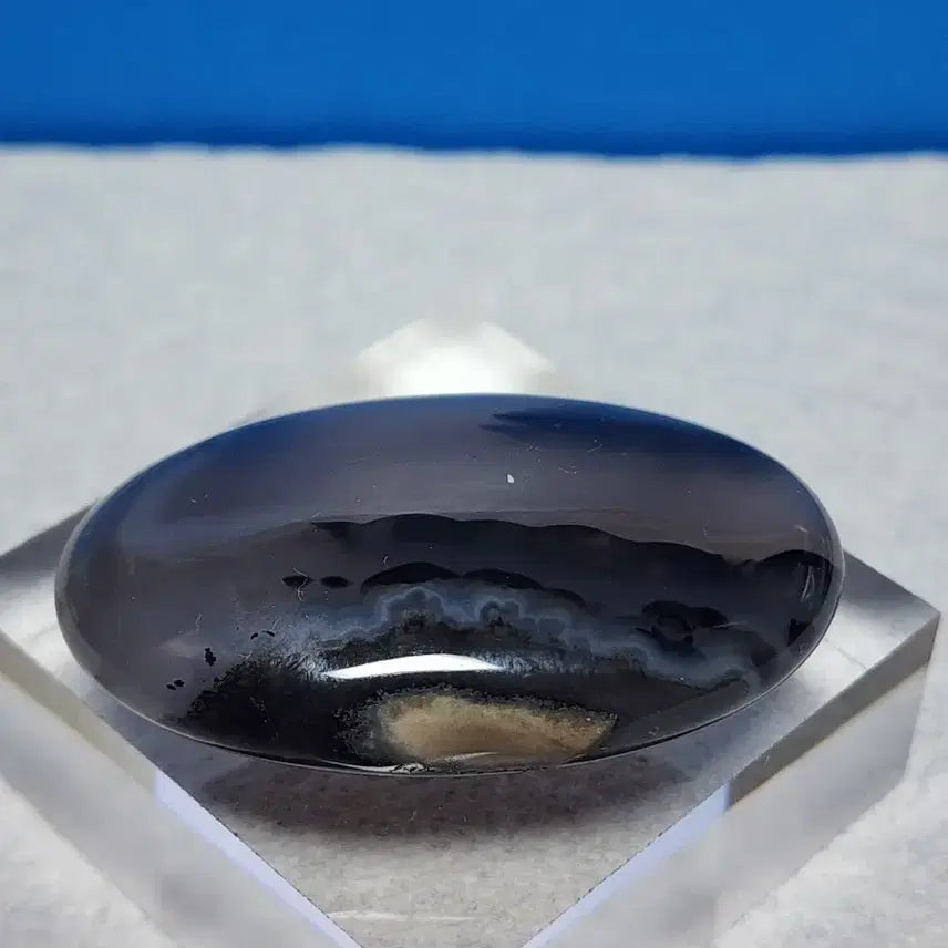 [BUNJANG] Natural Crystal Black Agate Stone with Stand / 천연 크리스탈 흑마노석 아케이트+받침대