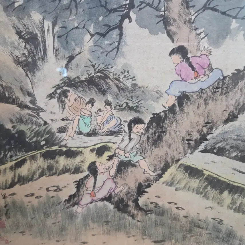 [BUNJANG] Geumdang Shin Sang-ho Folk Painting (1984) / 동양화 풍속화 금당 신상호 종이에 채색