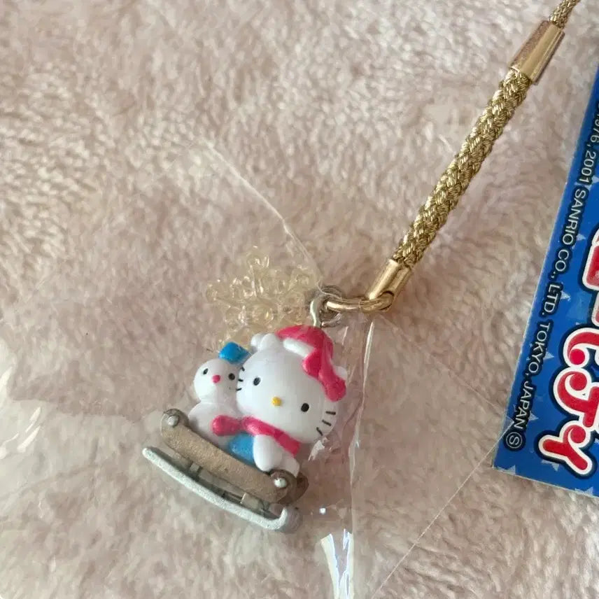 [BUNJANG] Sanrio Hello Kitty Christmas Santa Sleigh Kitty Strap Keychain Snowman / 고전 산리오 헬로키티 크리스마스 산타 썰매 키티스트랩 키링 눈사람