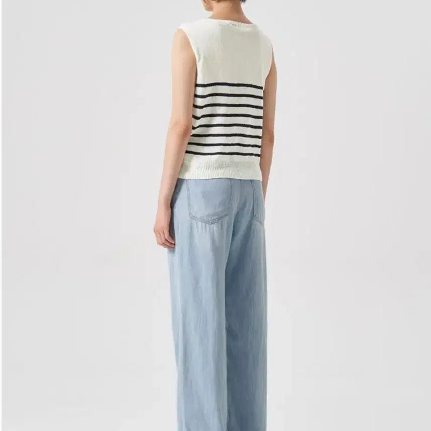 [BUNJANG] 8 Seconds Stripe Sleeveless Knit Top Ivory / (새상품) 에이세컨즈 스트라이프 민소매 니트 나시 FREE 아이보리
