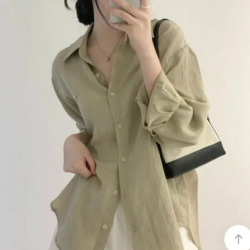 [BUNJANG] Khaki Beige Linen Shirt / 카키베이지 린넨 셔츠