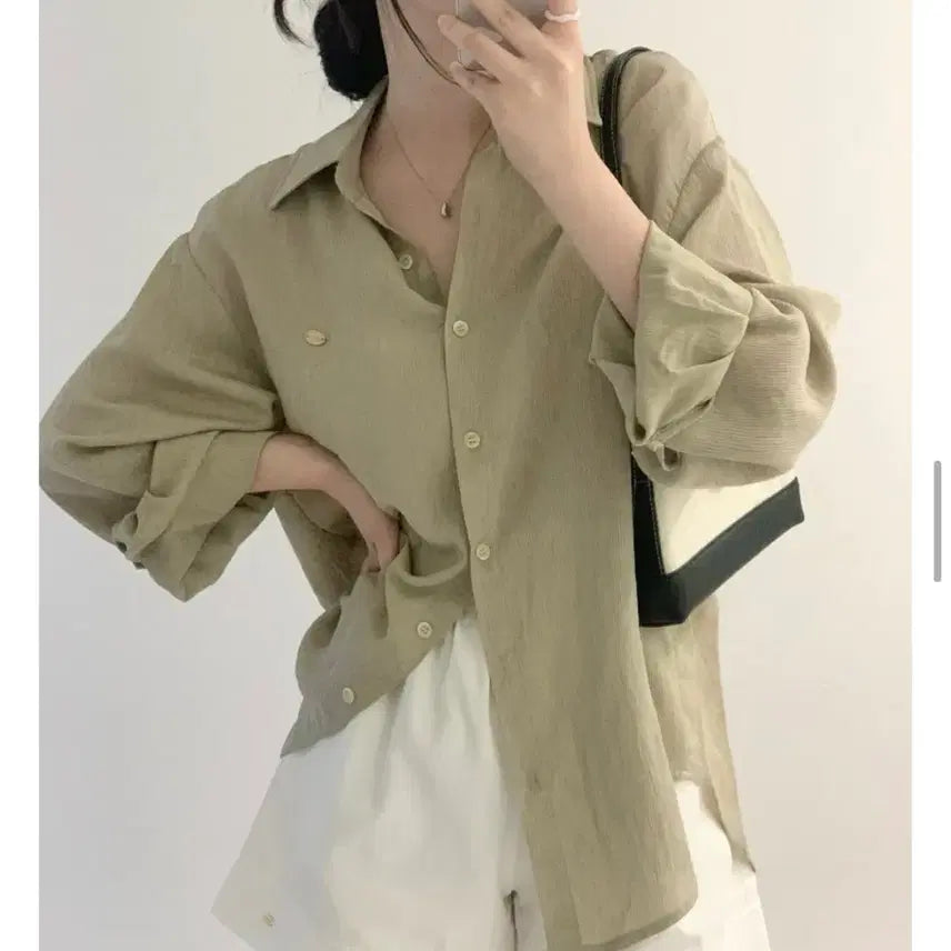 [BUNJANG] Khaki Beige Linen Shirt / 카키베이지 린넨 셔츠