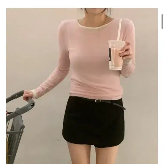 [BUNJANG] Shopmodo Prima Soft T-Shirt Pink / 샵모도 프리마 소프트 티셔츠 핑크