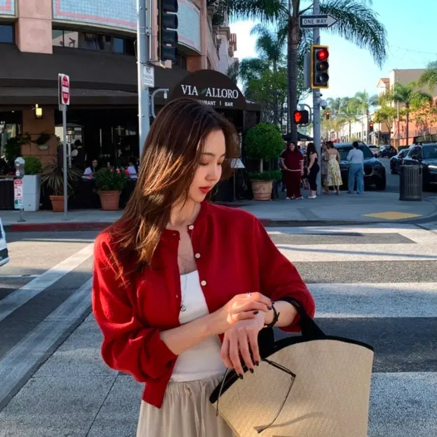 [BUNJANG] Finr Diff Soy Linen Cardigan Red / 핀르 디프 소이 린넨 가디건 