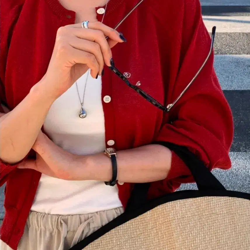 [BUNJANG] Finr Diff Soy Linen Cardigan Red / 핀르 디프 소이 린넨 가디건 