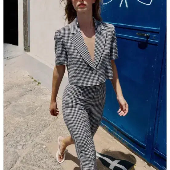[BUNJANG] Zara Gingham Check Capri Pants / 자라 깅엄체크 카프리 팬츠