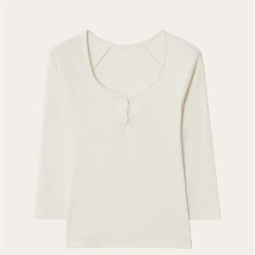 [BUNJANG] JENNIO BELLA 3/4 Sleeve Button Tee Ivory / 제니오 벨라 7부 버튼티 아이보리