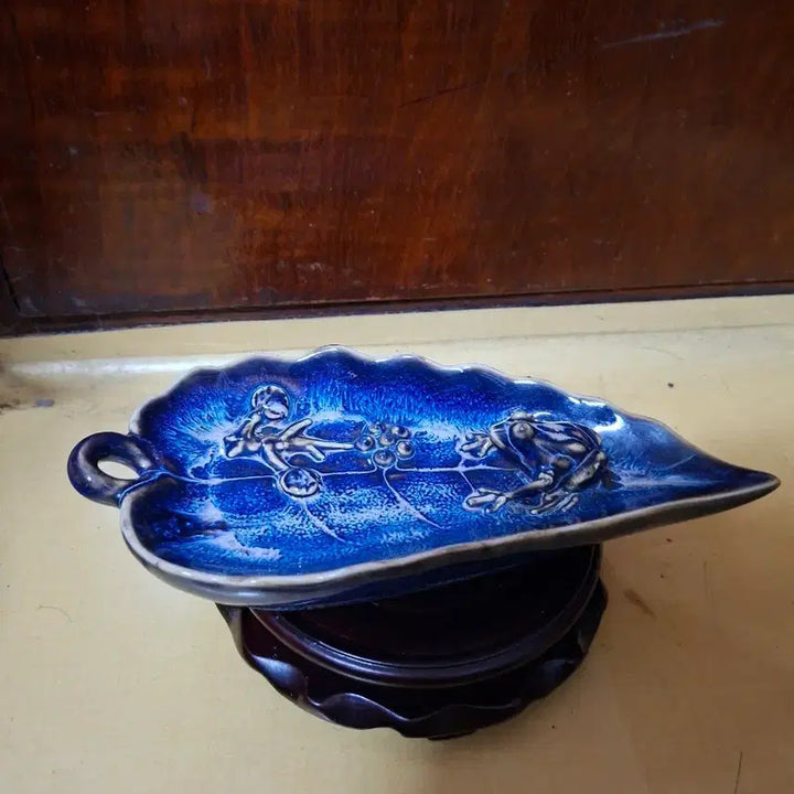 [BUNJANG] Rare Blue Celadon Brush Washer with Frog Motif / 푸른 희귀 옛도자기