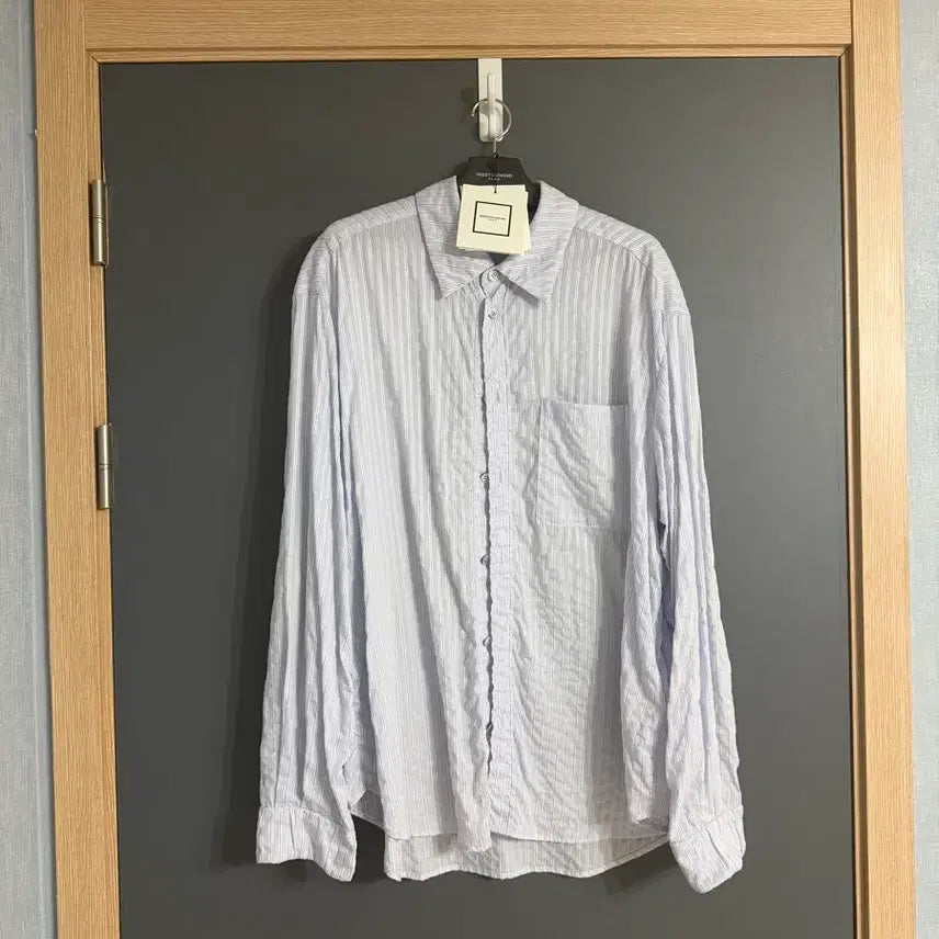[BUNJANG] Wooyoungmi 26ss Blue Seersucker Textured Shirt - Size 48 / 우영미 / 26ss 블루 시어서커 텍스쳐 셔츠 / 48