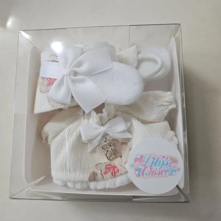 [BUNJANG] Lily Closet Pure Black + Bear Cream 10cm Doll Clothes Set / 릴리클로젯 퓨어블랙+베어크림 2종 (10cm 인형옷 솜옷)