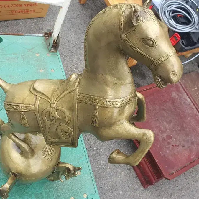 [BUNJANG] Gilt Horse Lucky Bag Coin Purse / 금장 말 조각 복 복주머니