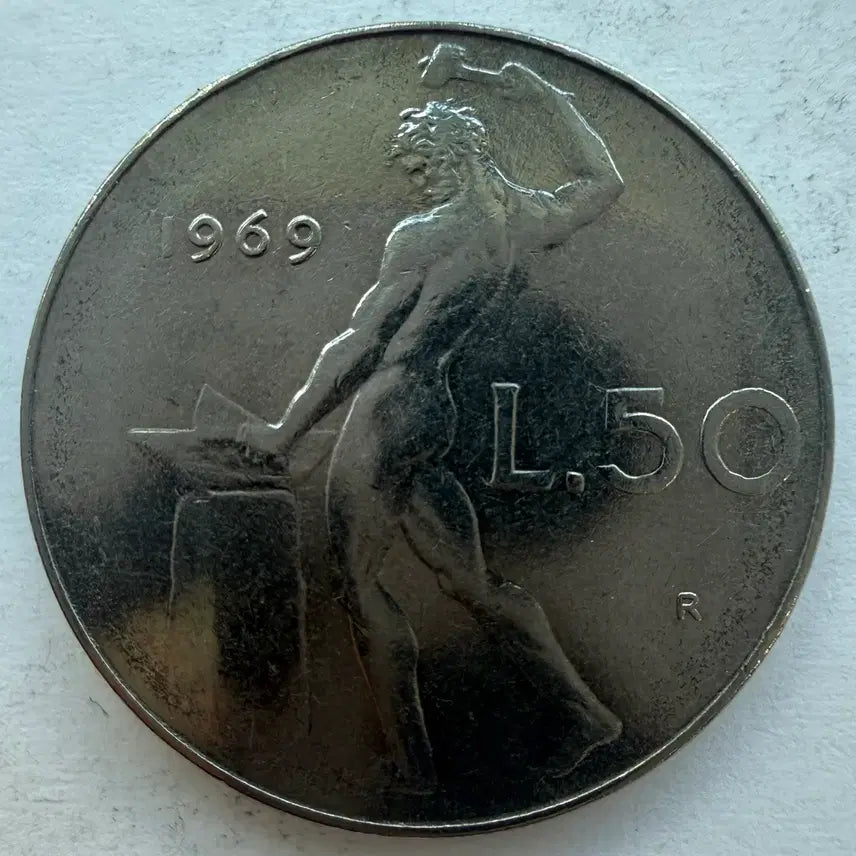 [BUNJANG] 1969 Italian 50 Lire Coin / 1969년 이탈리아 50리라 동전 S3542