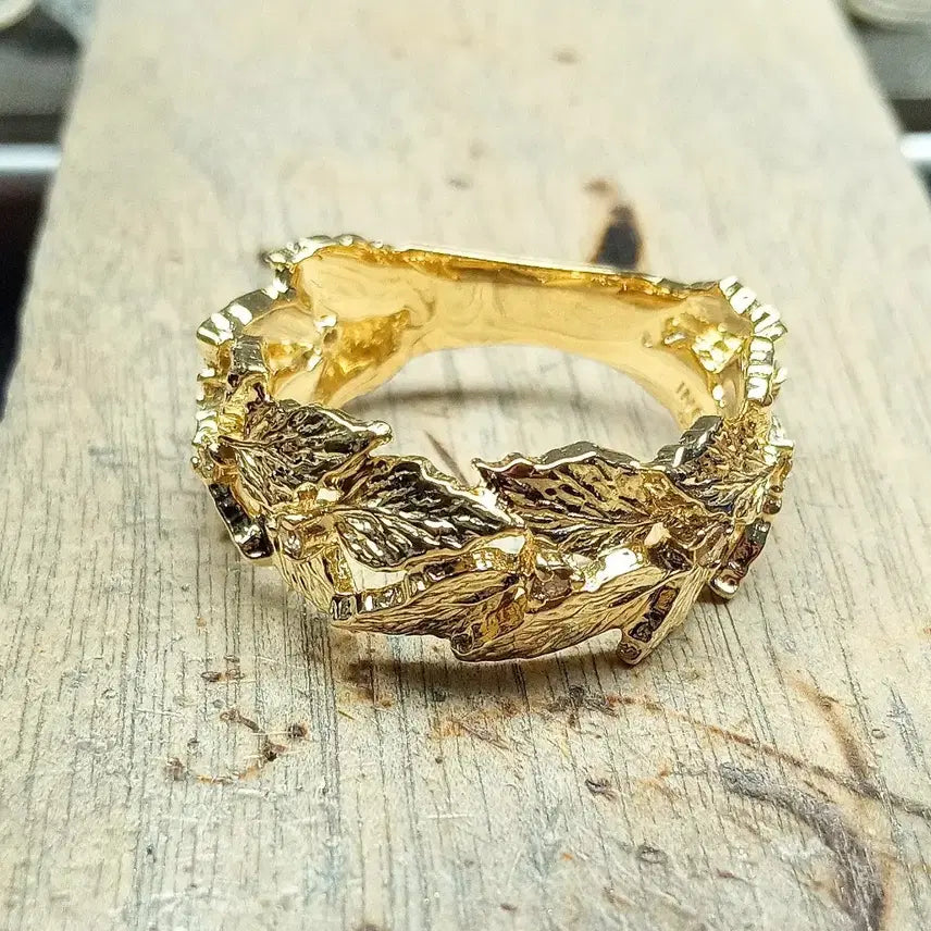 [BUNJANG] INGU 16K Gold Plated Laurel Wreath Sterling Silver Ring / INGU 16k 골드 도금 월계관 실버 반지 925 은반지