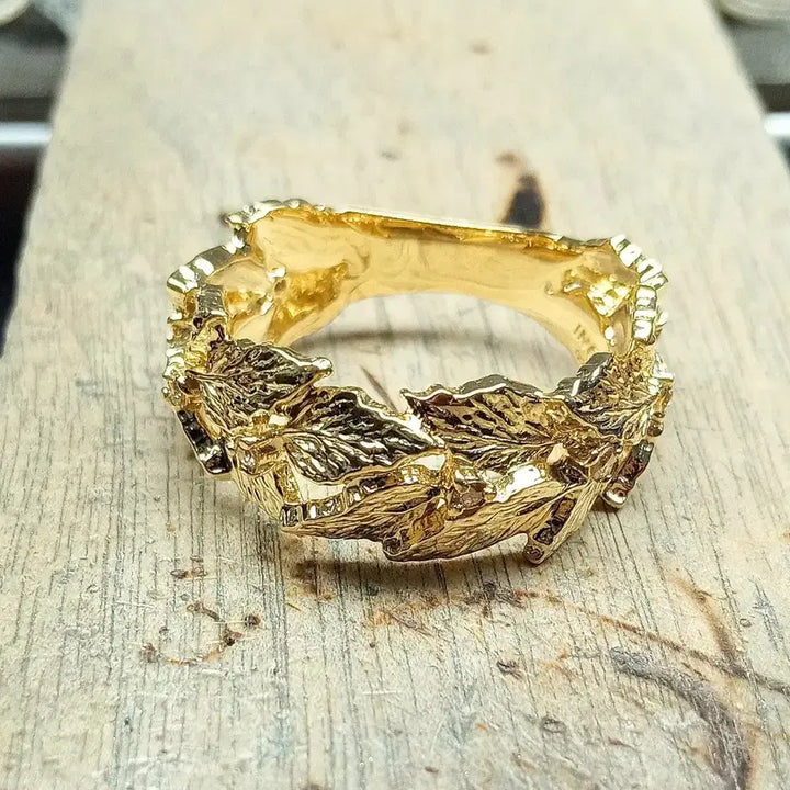 [BUNJANG] INGU 16K Gold Plated Laurel Wreath Sterling Silver Ring / INGU 16k 골드 도금 월계관 실버 반지 925 은반지
