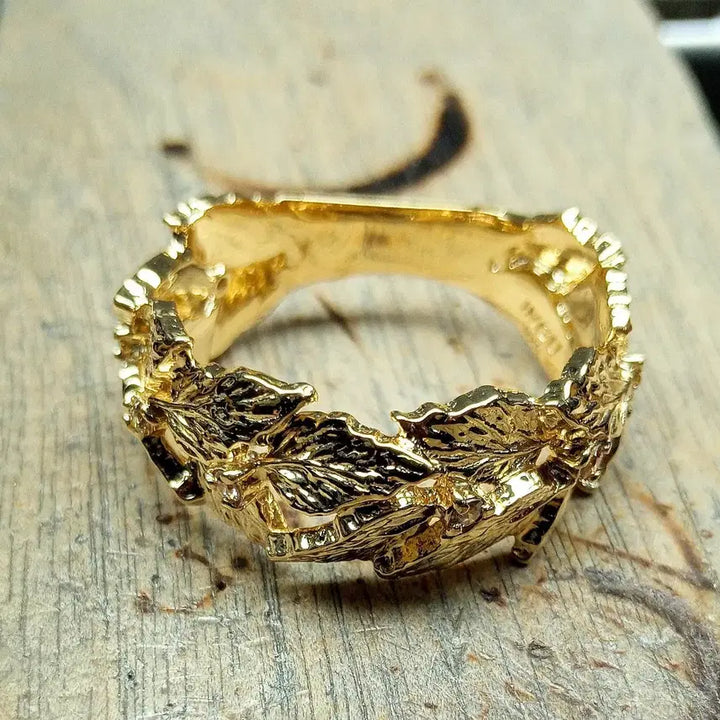 [BUNJANG] INGU 16K Gold Plated Laurel Wreath Sterling Silver Ring / INGU 16k 골드 도금 월계관 실버 반지 925 은반지