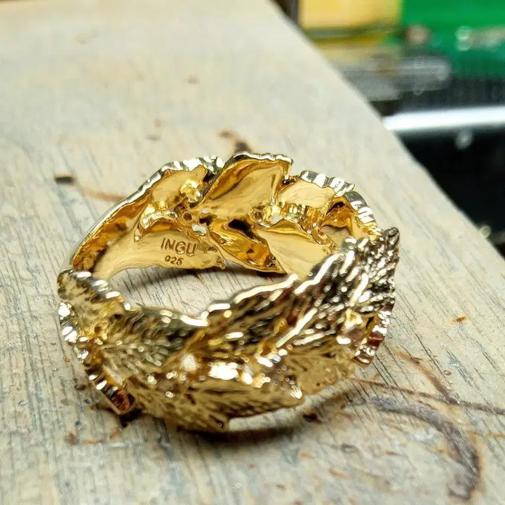 [BUNJANG] INGU 16K Gold Plated Laurel Wreath Sterling Silver Ring / INGU 16k 골드 도금 월계관 실버 반지 925 은반지
