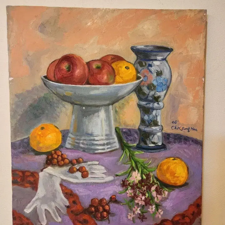 [BUNJANG] Choi Jeong-hee Still Life Oil Painting (2005) / [빈티지유화] 2005, 시간의 결이 묻어나는 최정희 작 정물 유화