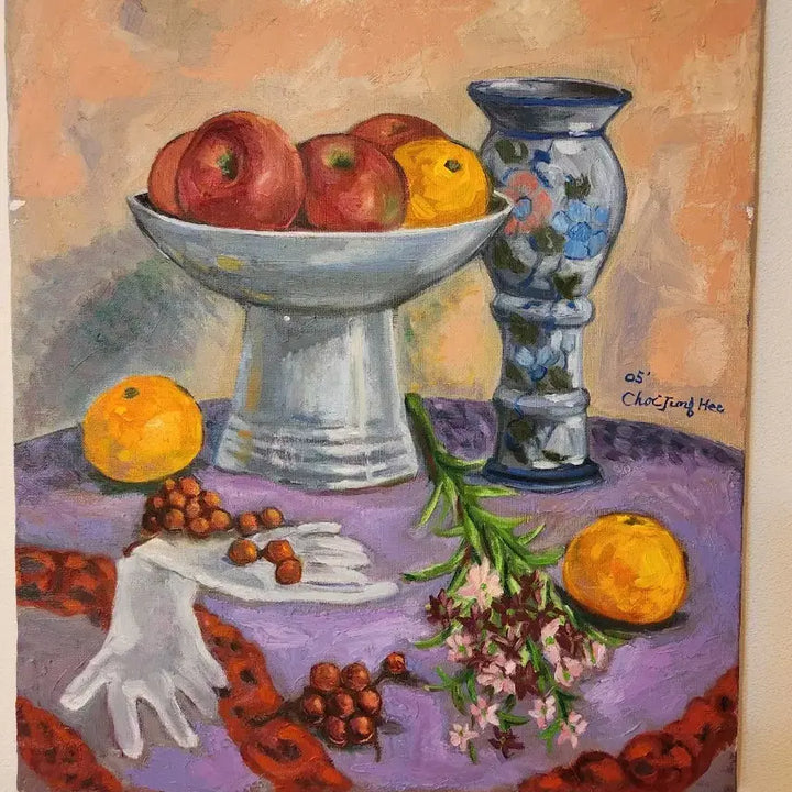 [BUNJANG] Choi Jeong-hee Still Life Oil Painting (2005) / [빈티지유화] 2005, 시간의 결이 묻어나는 최정희 작 정물 유화