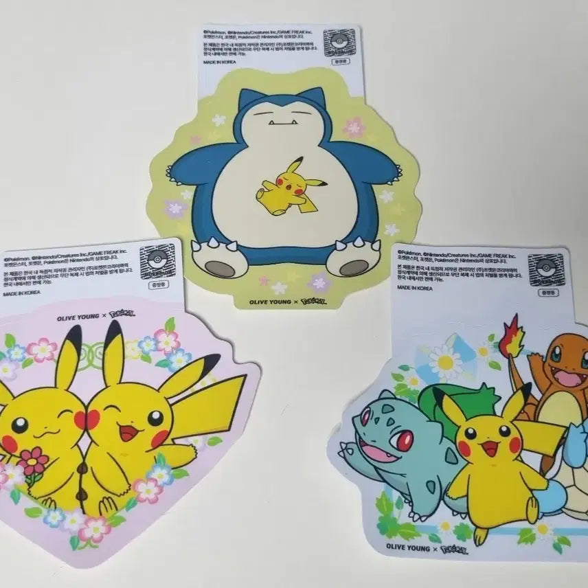 [BUNJANG] Pokemon Olive Young Commemorative Removable Stickers (3 Types) / 포켓몬 올리브영 기념 리무버블 스티커 3종