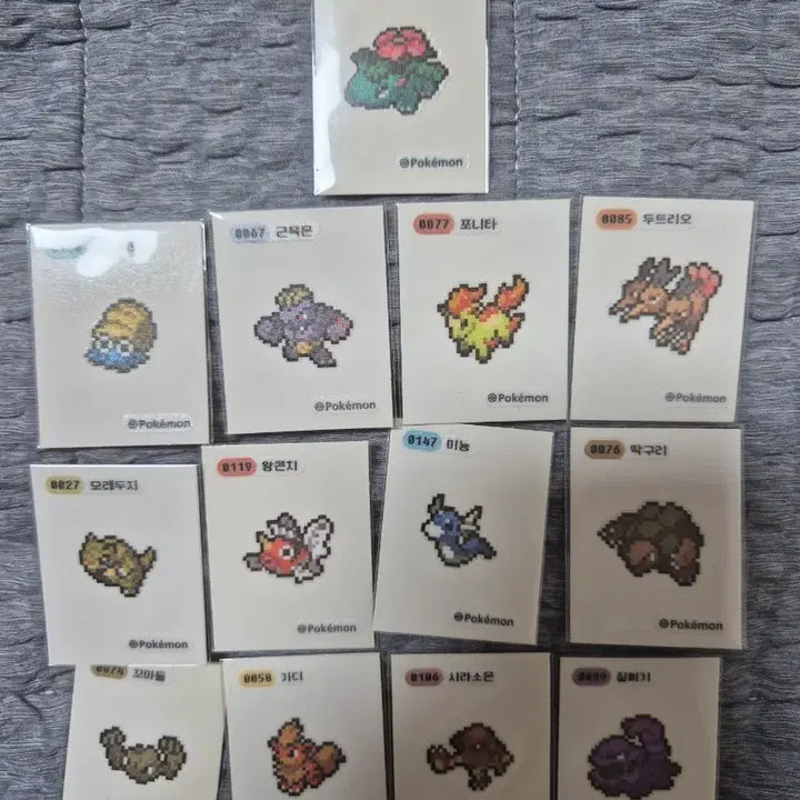 [BUNJANG] Pokemon Pixel Art Stickers - Bundle Set (13 types) / 포켓몬 띠부씰 픽셀 아트 띠부실 일괄 판매.
