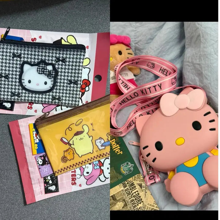 [BUNJANG] Sanrio Kitty Pompompurin Clip Board Pouch Bag Bundle Set / 새것 키티  클립보드 폼폼푸린 파우치 키티 가방 일괄