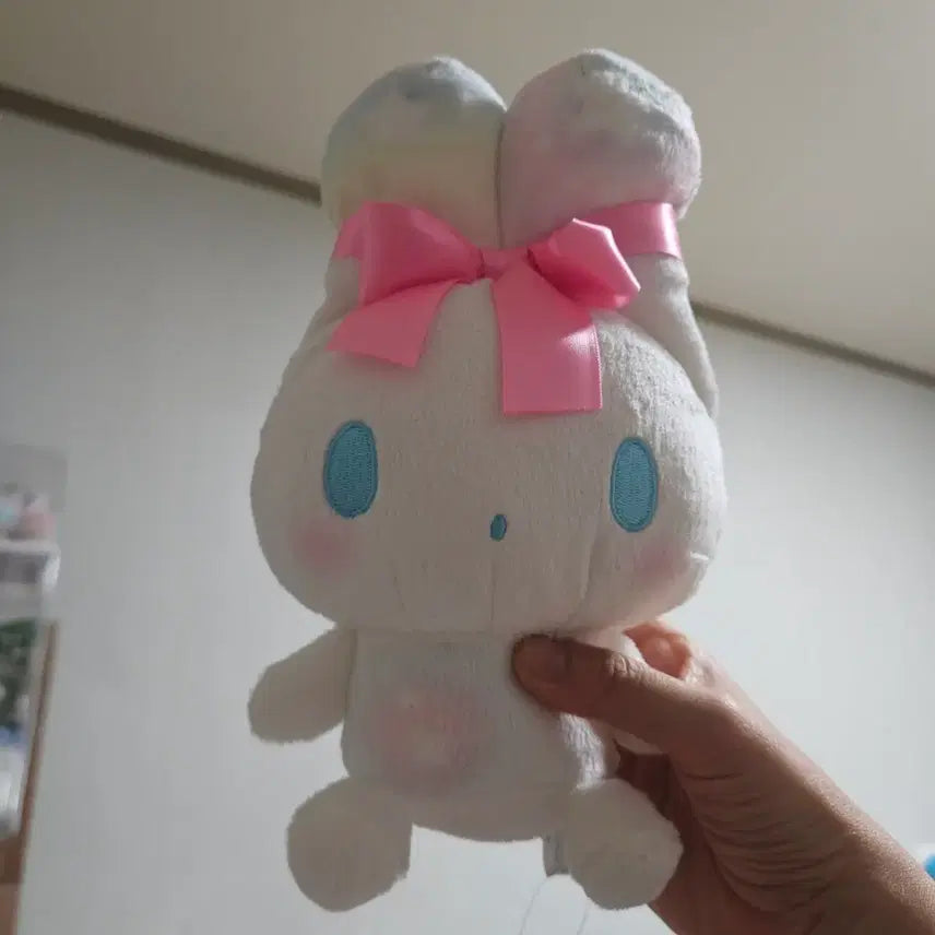 [BUNJANG] Sanrio Cinnamoroll Plush Doll with Pink Ribbon / 2020 산리오 시나모롤 귀 묶은 핑크 리본 파스텔 리본 봉제인형