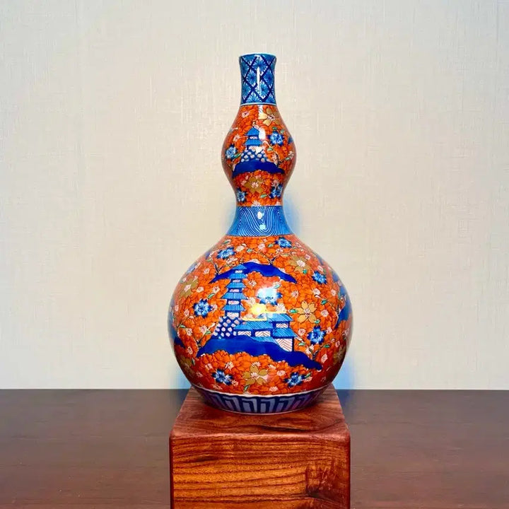 [BUNJANG] Japanese Arita Ware "Spring Blossom Pavilion" Vase / 일본 도자기 누각 벚꽃만개문 호리병