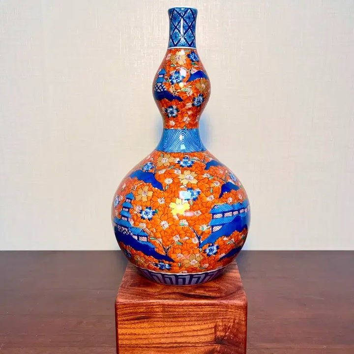 [BUNJANG] Japanese Arita Ware "Spring Blossom Pavilion" Vase / 일본 도자기 누각 벚꽃만개문 호리병